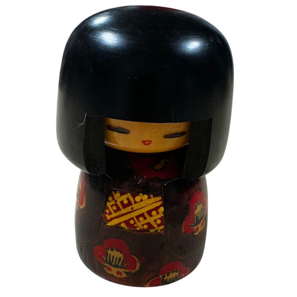 Japanese Creative Kokeshi Wooden Doll Vintage Hand Painted 4.5 Inch EUC